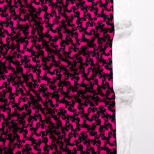 Hot Pink Poodle Printed Silk Jacquard
