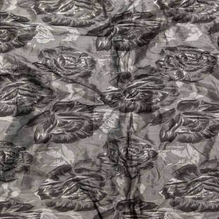 Gray and Silver Floral Wrinkled Jacquard