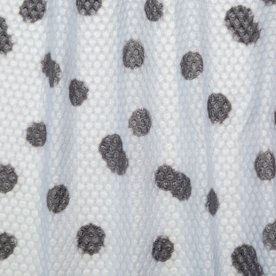 Famous NYC Desiger Charcoal and Baby Blue Polka Dotted Bubble Wrap Jacquard