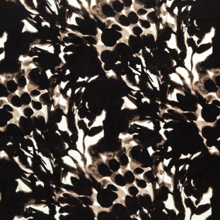 Luigi Verga Black, Taupe and Off-White Abstract Silk Crepe de Chine
