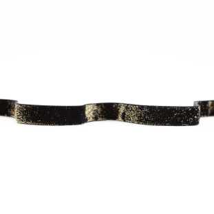 Italian Black and Gold Glitter Velvet Ribbon - 0.625"