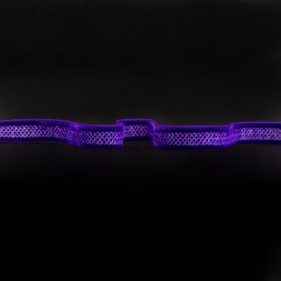 Italian Purple and White Stitched Velvet Ribbon - 0.625"