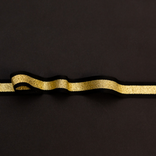 Italian Metallic Gold and Black Striped Grosgrain Ribbon - 0.625"