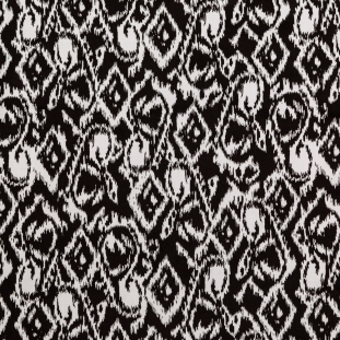 Black and White Ikat Printed Cotton Twill