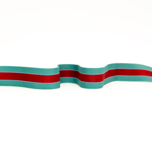 Italian Jade and Red Striped Grosgrain Ribbon - 1.25"