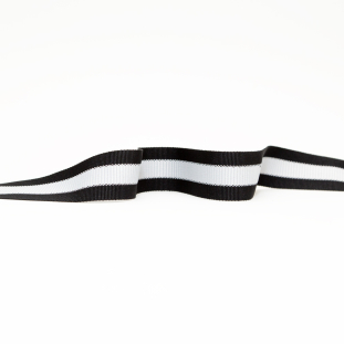 Italian Black and Light Silver Striped Grosgrain Ribbon - 1.25"