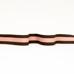 Italian Brown and Pink Striped Grosgrain Ribbon - 1.25"