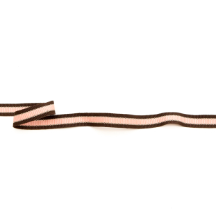 Italian Brown and Pink Striped Grosgrain Ribbon - 0.625"