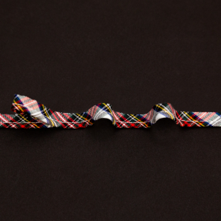 Italian White, Green and Red Plaid Bias Piping Cord with Lip - 0.375"
