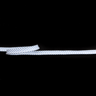 Italian White and Blue Striped Bias Piping Cord with Lip - 0.375"