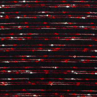 Black Wool Woven with Red and White Woolen Stripes