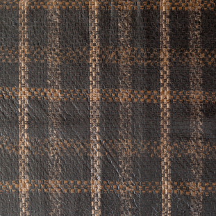 Brown and Beige Plaid Laminated Wool Tweed