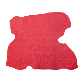 Small Red Daisy Embossed Suede Half Cowhide