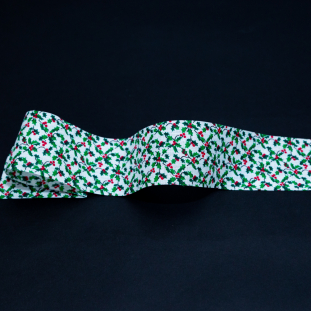 Green and White Holly Christmas Ribbon - 1.875"