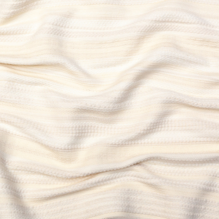 Ivory Tactile Striped Wool and Cotton Tweed