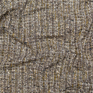 Metallic Beige, Brown, Gray and Yellow Wool Tweed