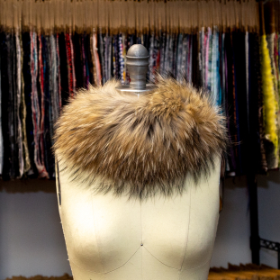 Natural Finn Racoon Fox Fur Headband or Scarf with VELCRO® Closure