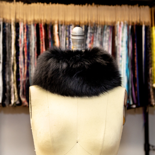 Black Fox Fur Headband or Scarf with VELCRO® Closure