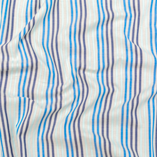Navy, Cobalt and Baby Blue Striped Cotton Voile