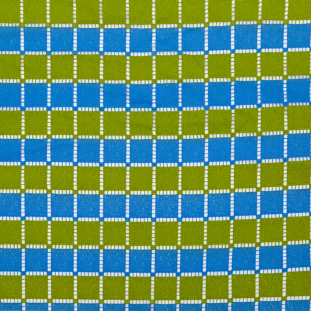Lime and Rivera Blue Striped Square Guipure Lace