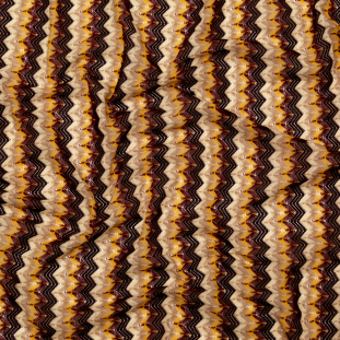 Mustard, Burgunday and Brown Chevron Crocheted Sweater Knit