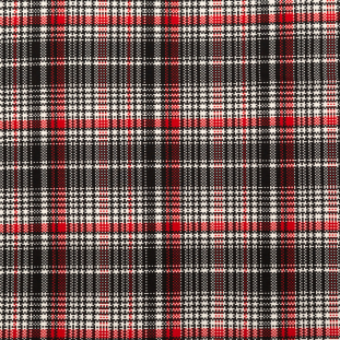 Red, Black and White Plaid Printed Polyester Spandex