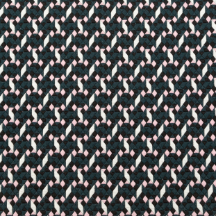 Teal and Pale Pink Geometric Stretch Quilted Knit