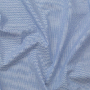 Italian Light Blue and White Striped Stretch Cotton Chambray