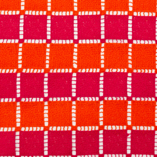 Orange and Fuchsia Striped Square Guipure Lace