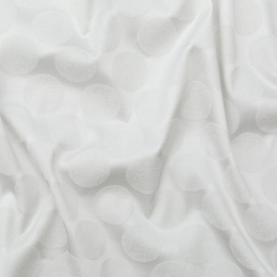 Italian White Tonal Circles Stretch Cotton Jacquard