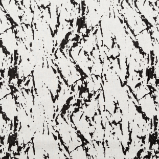 White and Black Abstract Burnout Polyester Woven with Fused Backing