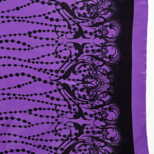 Purple Border Printed Stretch Plisse
