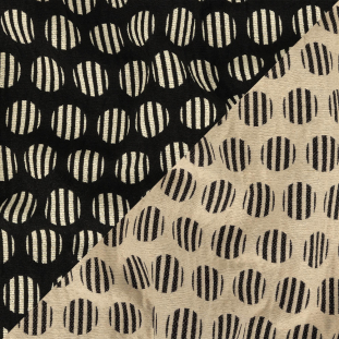 Italian Black and Birch Striped Polka Dots Cotton Jacquard