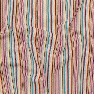 Italian Rainbow Barcode Striped Crochet Lace Bonded to a Heathered Gray Jersey