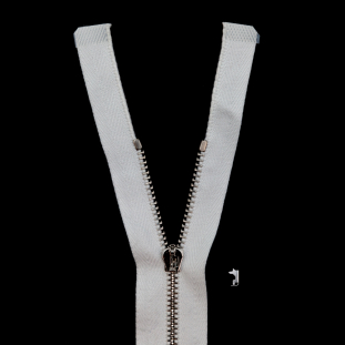 Mood Exclusive Italian Off-White and Silver T3 Open End Metal Zipper - 27.5