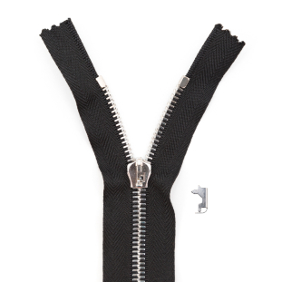Mood Exclusive Italian Black and Silver T5 Closed End Metal Zipper - 9