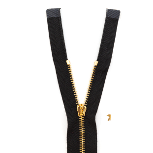 Mood Exclusive Italian Black and Gold T3 Open End Metal Zipper - 27.5