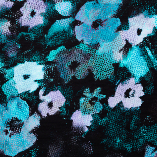 Milly Aqua and Jade Abstract Floral Cotton Faille
