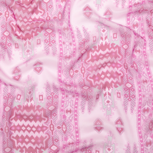 Pink Lavender and Magenta Haze Tribal Printed Silk Chiffon
