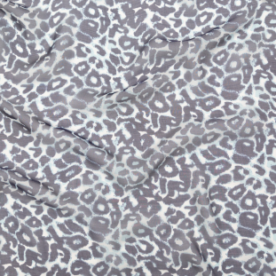Navy and Aqua Leopard Printed Silk Chiffon