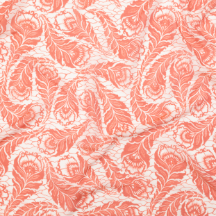 Deep Sea Coral Feathers Silk and Cotton Voile