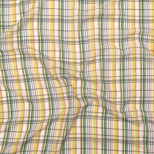 Green and Orange Plaid Silk and Cotton Voile
