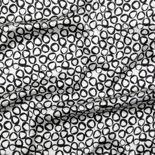 Black and White Geometric Spots Stretch Silk Charmeuse