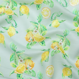Lemons on Celadon Printed Linen Woven
