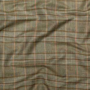 Seagrass, Mermaid and Fallen Rock Plaid Linen and Rayon Woven