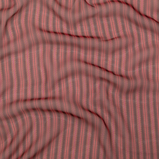 Famous NYC Designer Red and Pink Striped Silk Chiffon