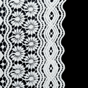 Italian White Geometric Lace with Finished Edges