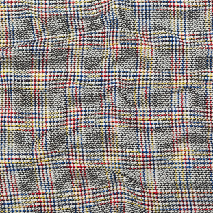 Italian White, Red, Yellow and Blue Blended Cotton Tweed