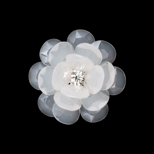 Italian White 3D Flower Applique - 2"