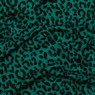 Milly Italian Green Sea Leopard Printed Silk Cheetah Jacquard